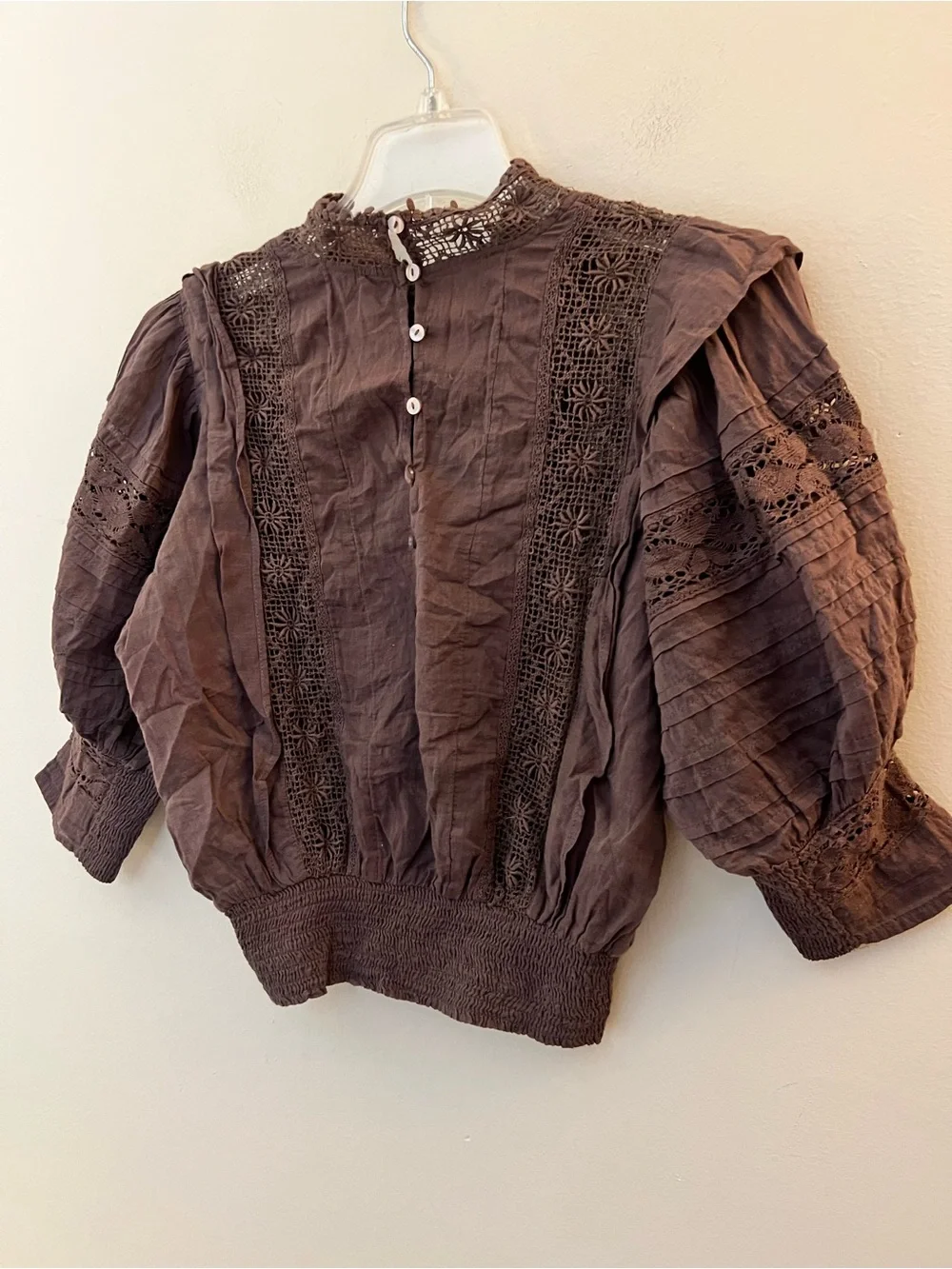 Free People One Sydney Blouse Cotton Brown Size Small